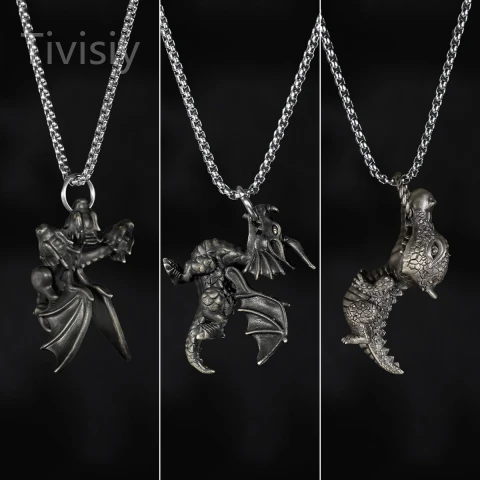 2023 New Artistic Dragon Retro Pendant with Moveable Limbs and Biteable Mouth